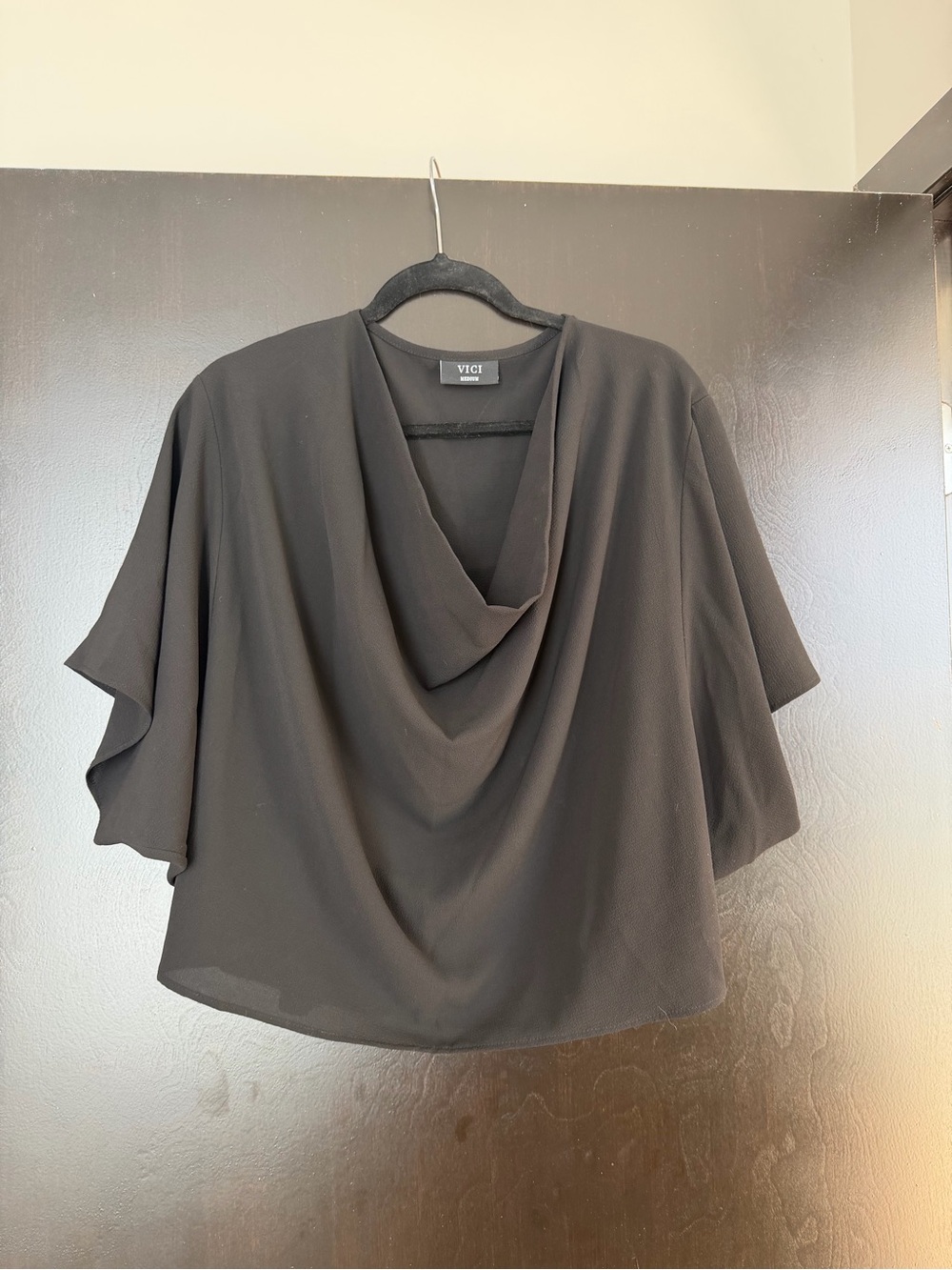 VICI Elton Drape Blouse Black Cowl Neck Flowy Top Medium
